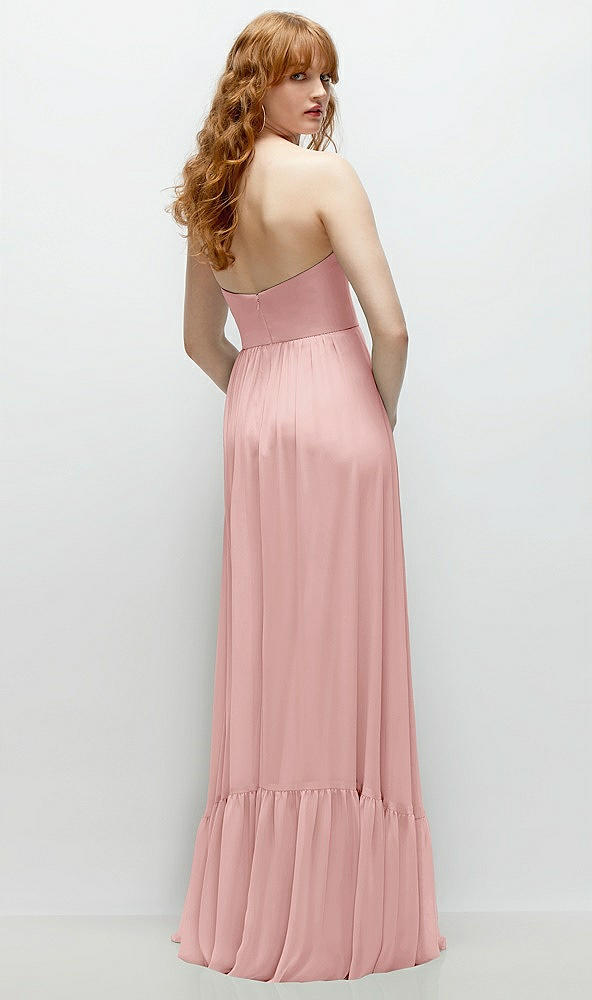 Back View - Rose Strapless Cat-Eye Corset Maxi Dress with Ruffle Hem A-Line Skirt
