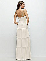 Rear View Thumbnail - Ivory Bustier-Style Chiffon Tiered Ruffle Maxi Dress with Adjustable Straps