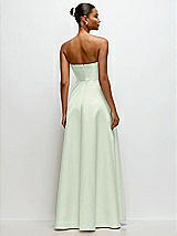 Rear View Thumbnail - Mint Green Strapless Draped Cat-Eye Satin Maxi Dress with Full Skirt