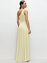 Rear View Thumbnail - Butter Yellow Chiffon One-Shoulder Maxi Dress with Circle Skirt
