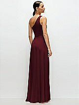 Rear View Thumbnail - Cabernet Chiffon One-Shoulder Maxi Dress with Circle Skirt