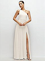Front View Thumbnail - Ivory Chiffon One-Shoulder Maxi Dress with Circle Skirt