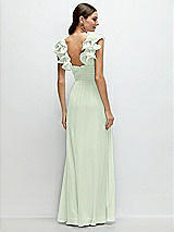 Rear View Thumbnail - Mint Green Dramatic Ruffle Edge Strap Chiffon Maxi Dress