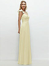 Side View Thumbnail - Butter Yellow Convertible Ruffle Strap Chiffon Maxi Dress with Full Circle Skirt