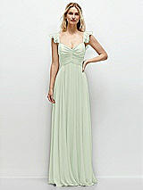 Front View Thumbnail - Mint Green Convertible Ruffle Strap Chiffon Maxi Dress with Full Circle Skirt