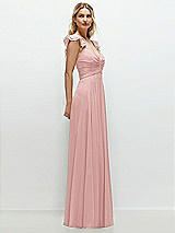 Side View Thumbnail - Rose Convertible Ruffle Strap Chiffon Maxi Dress with Full Circle Skirt