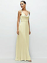 Side View Thumbnail - Butter Yellow Cowl Neck Chiffon Maxi Dress with Hand-Worked Petal Straps