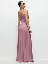 Rear View Thumbnail - Dusty Pink Cowl Neck Chiffon Maxi Dress with Hand-Worked Petal Straps