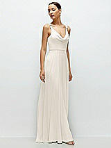 Side View Thumbnail - Ivory Cowl Neck Chiffon Maxi Dress with Hand-Worked Petal Straps