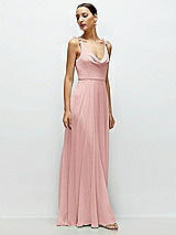 Side View Thumbnail - Rose Cowl Neck Chiffon Maxi Dress with Hand-Worked Petal Straps