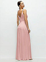 Rear View Thumbnail - Rose Cowl Neck Chiffon Maxi Dress with Hand-Worked Petal Straps
