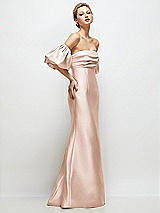 Side View Thumbnail - Cameo Off-the-Shoulder Puff Sleeve Satin Maxi Dress with Flared Skirt