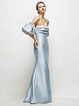 Side View Thumbnail - Mist Off-the-Shoulder Puff Sleeve Satin Maxi Dress with Flared Skirt