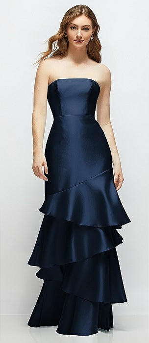 Strapless Bodycon Maxi Dress with Tiered Ruffle Skirt