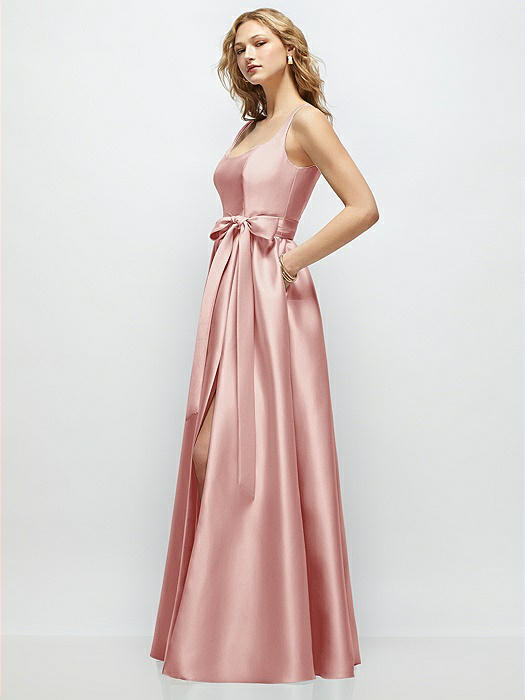 Scoop-Neck Tank Bodice Maxi Dress with Full Skirt