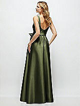 Rear View Thumbnail - Olive Green Scoop-Neck Tank Bodice Maxi Dress with Full Skirt
