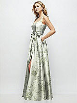 Front View Thumbnail - Sage Cottage Rose Floral Scoop-Neck Tank Bodice Maxi Dress with Full Skirt
