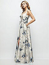 Front View Thumbnail - Inkwash Blue Floral Floral Scoop-Neck Tank Bodice Maxi Dress with Full Skirt