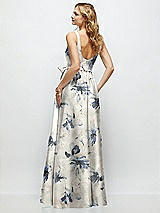 Rear View Thumbnail - Inkwash Blue Floral Floral Scoop-Neck Tank Bodice Maxi Dress with Full Skirt
