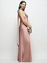 Side View Thumbnail - Neu Nude Draped Scarf One-Shoulder Bias Stretch Satin Maxi Dress
