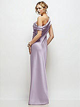 Rear View Thumbnail - Lilac Haze Draped One-Shoulder Bias Stretch Satin Maxi Dress