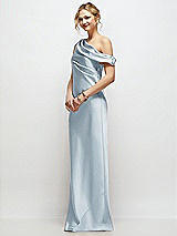 Side View Thumbnail - Mist Draped One-Shoulder Bias Stretch Satin Maxi Dress