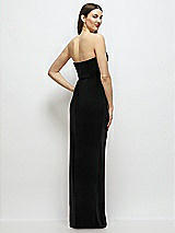 Rear View Thumbnail - Black Strapless Corset Bodice Velvet Column Maxi Dress