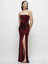 Front View Thumbnail - Cabernet Strapless Corset Bodice Velvet Column Maxi Dress