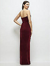 Rear View Thumbnail - Cabernet Strapless Corset Bodice Velvet Column Maxi Dress