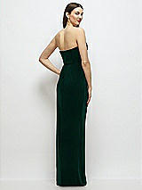 Rear View Thumbnail - Evergreen Strapless Corset Bodice Velvet Column Maxi Dress