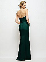 Rear View Thumbnail - Evergreen Strapless Crepe Tuxedo Gown with Satin Lapels and Buttons