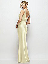 Rear View Thumbnail - Butter Yellow Sleeveless V-Neck Stretch Satin Bias Slip Maxi Dress