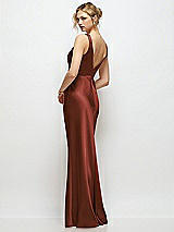 Rear View Thumbnail - Auburn Moon Sleeveless V-Neck Stretch Satin Bias Slip Maxi Dress