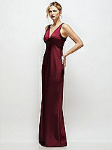 Side View Thumbnail - Cabernet Sleeveless V-Neck Stretch Satin Bias Slip Maxi Dress