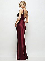 Rear View Thumbnail - Cabernet Sleeveless V-Neck Stretch Satin Bias Slip Maxi Dress