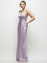 Side View Thumbnail - Lilac Haze Sleeveless V-Neck Stretch Satin Bias Slip Maxi Dress