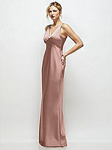 Side View Thumbnail - Neu Nude Sleeveless V-Neck Stretch Satin Bias Slip Maxi Dress