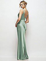 Rear View Thumbnail - Seagrass Sleeveless V-Neck Stretch Satin Bias Slip Maxi Dress