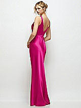 Rear View Thumbnail - Think Pink Sleeveless V-Neck Stretch Satin Bias Slip Maxi Dress