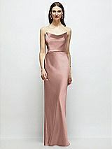 Alt View 1 Thumbnail - Neu Nude Basque-Neck A-Line Stretch Satin Maxi Dress with Off-the-Shoulder Drape
