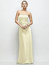 Front View Thumbnail - Butter Yellow Strapless A-Line Stretch Satin Maxi Dress