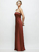 Side View Thumbnail - Auburn Moon Strapless A-Line Stretch Satin Maxi Dress