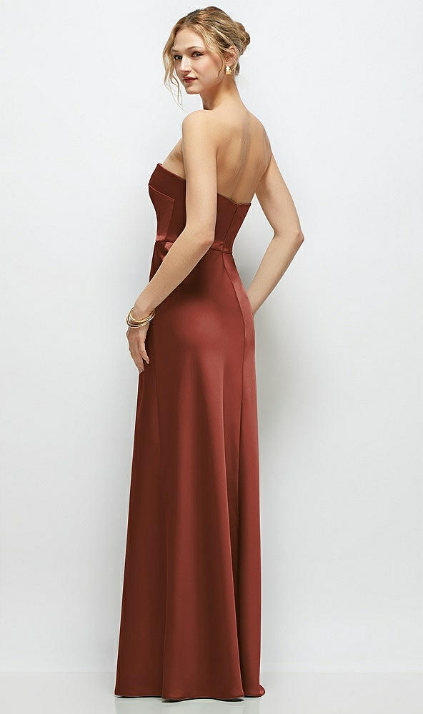Back View - Auburn Moon Strapless A-Line Stretch Satin Maxi Dress