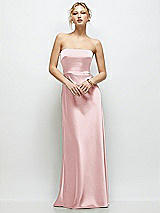 Front View Thumbnail - Ballet Pink Strapless A-Line Stretch Satin Maxi Dress