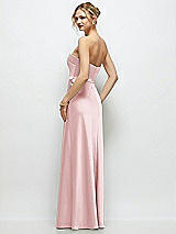 Rear View Thumbnail - Ballet Pink Strapless A-Line Stretch Satin Maxi Dress