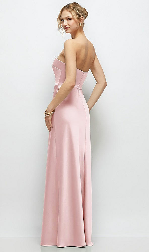 Back View - Ballet Pink Strapless A-Line Stretch Satin Maxi Dress