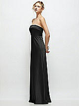Side View Thumbnail - Black Strapless A-Line Stretch Satin Maxi Dress