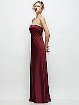 Side View Thumbnail - Cabernet Strapless A-Line Stretch Satin Maxi Dress