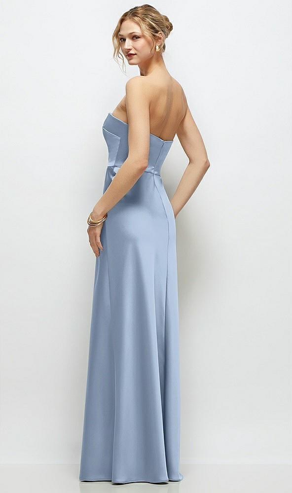 Back View - Cloudy Strapless A-Line Stretch Satin Maxi Dress
