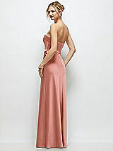 Rear View Thumbnail - Desert Rose Strapless A-Line Stretch Satin Maxi Dress